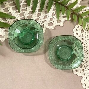 Miniature Green Depression Glass Berry Bowls
